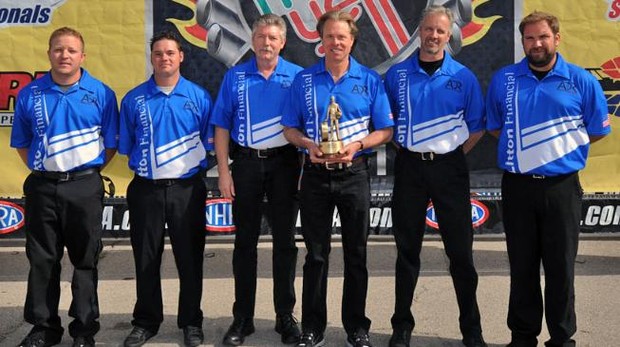 Litton Team with their mini-Wally for "2013 Best Appearing Crew."  Eric Anderson, Brian "Coop" Cooper, Jube Walker, Driver Bill Litton, Asst. Crew Chief Warren Weber, & Crew Chief Anthony Dicero.   